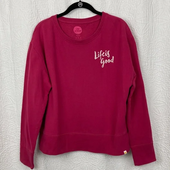 Life Is Good Women’s Pink Sweatshirt sz Medium - Picture 1 of 11
